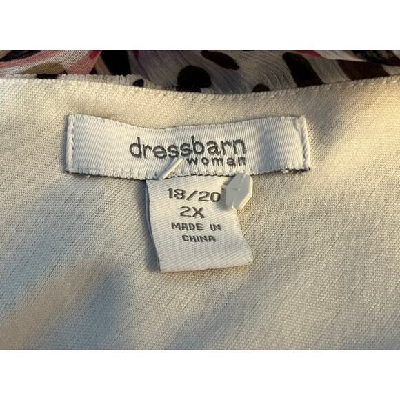 Y2K Dressbarn Blouse 2X Abstract Chiffon Ruffle Collar 3/4 Ruffle Sleeve - Picture 6 of 7